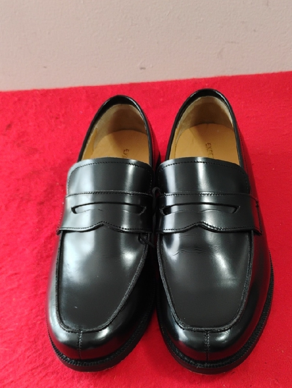Express Black Leather Penny Loafers - Mens Slip-On Dress Shoes